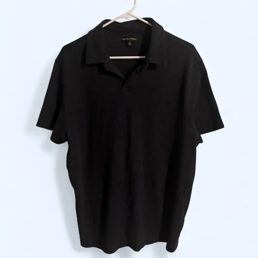 Banana Republic Polo Mens XXL Black Luxe Touch Performance Short Sleeve Soft